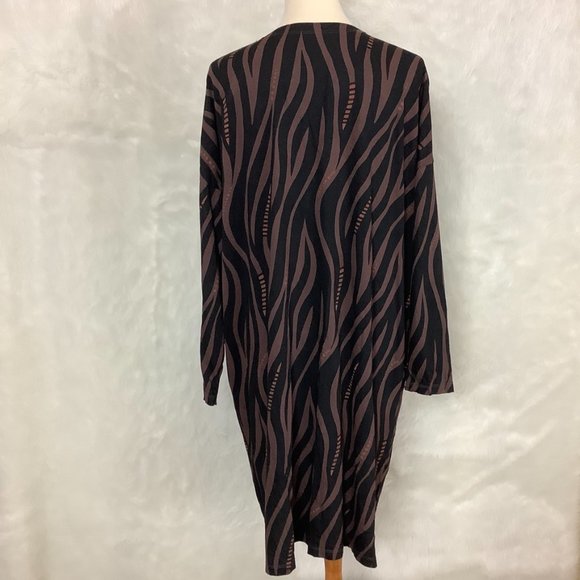 Gudrun Sjoden Brown & Black Wavy Stripe Long Sleeve Dress - Picture 4 of 7